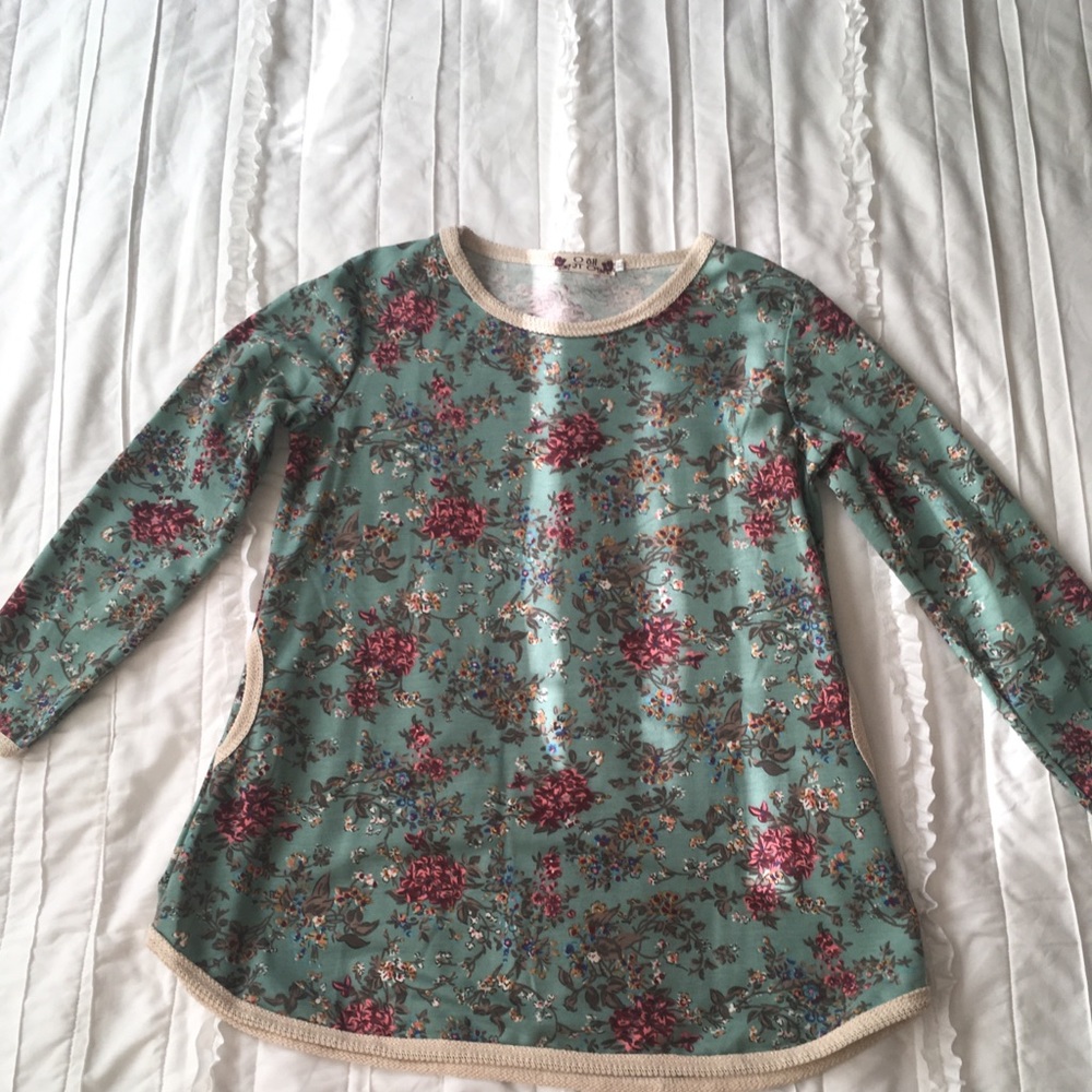 Blue floral long sleeve shirt